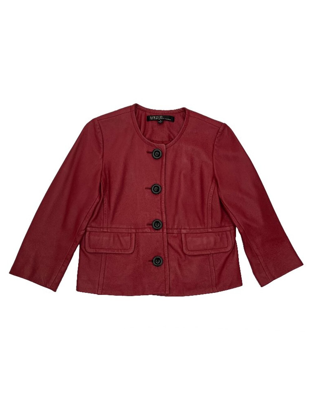 Kasper Red Genuine Leather On-trend Leather Cropped Jacket Womens S